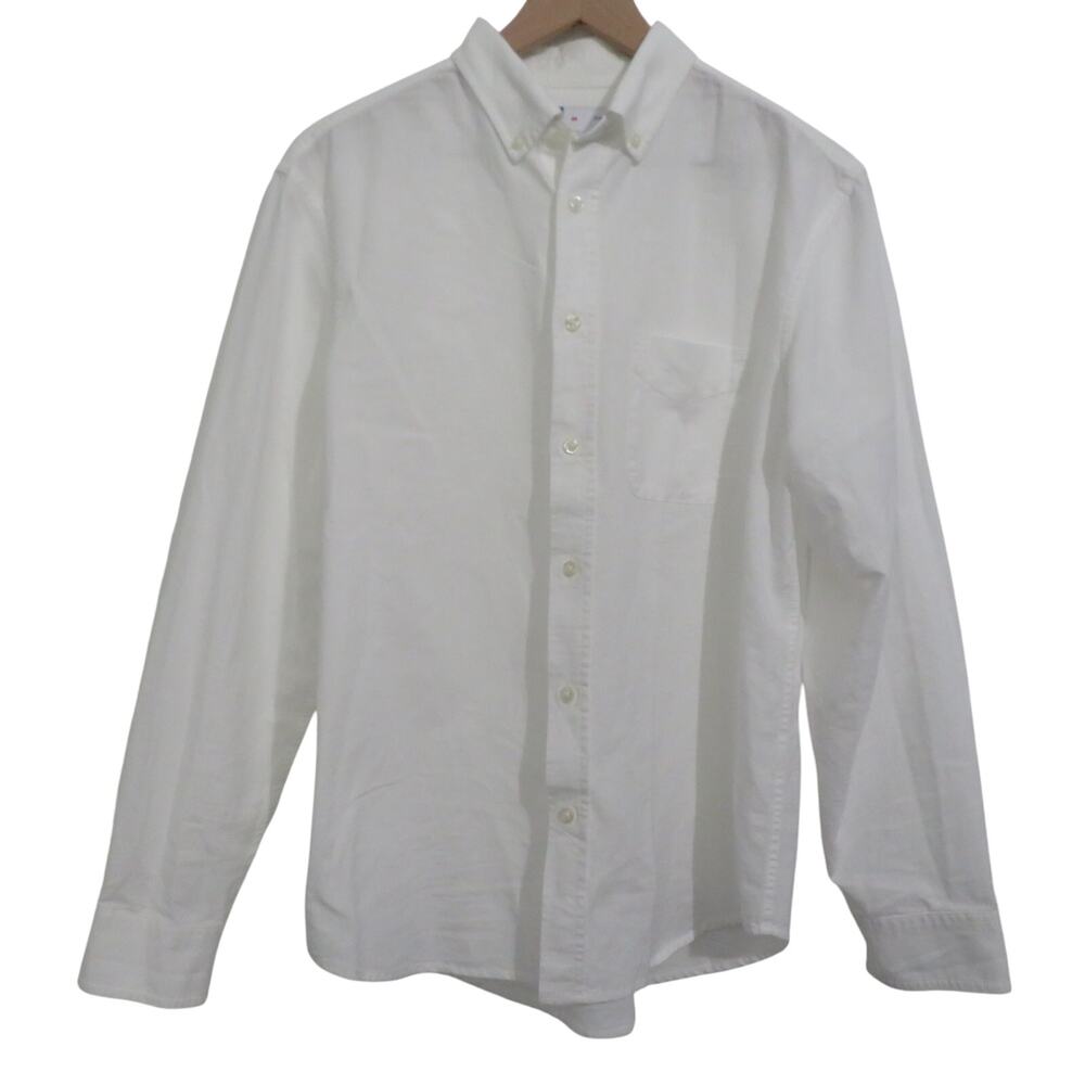 Old Navy Mens Sz M White Everyday Shirt Regular Fit Button Front Cotton Shirt